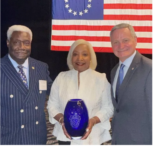 U.S. Court of Appeals for the Fifth Circuit Justice Carl E. Stewart, left, and Lt. Gen. Joseph Berger, executive director of American Inns of Court, present the 2026 American Inns of Court James E. Coleman Jr. Award for Professionalism in the Fifth Circuit to Patricia Bennett, dean emerita of the Mississippi Christian University School of Law.