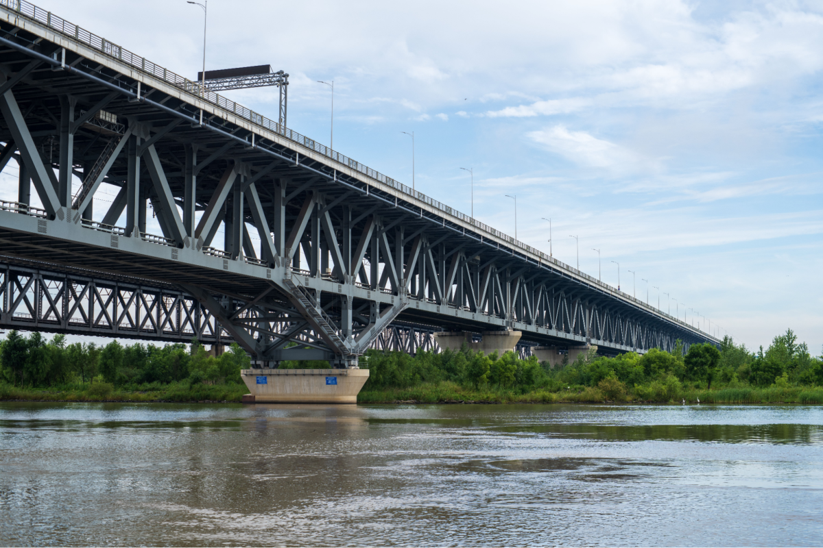 bridge made of steel and concrete