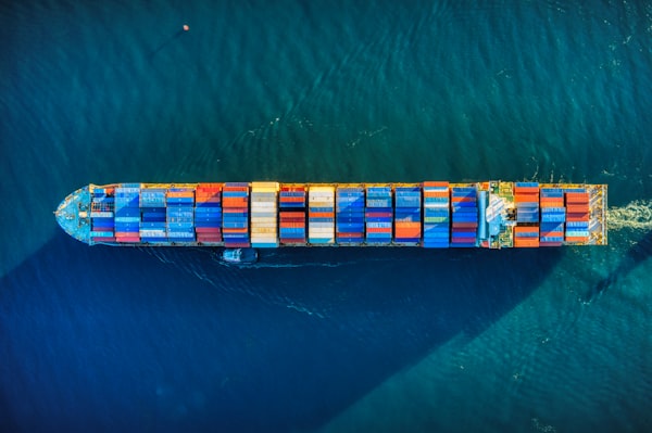 freights loaded onto a cargo ship