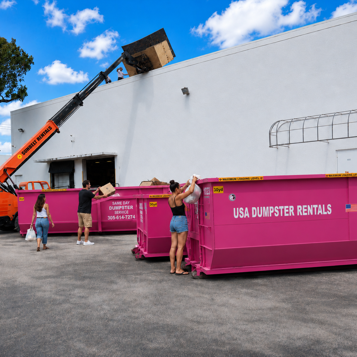 pink dumpsters