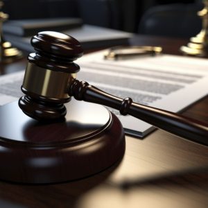 View of 3d gavel for lawyer's day