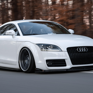 white audi on the road