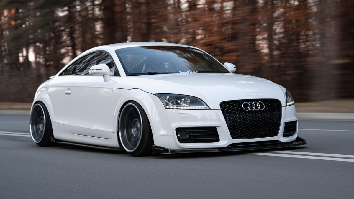 white audi on the road