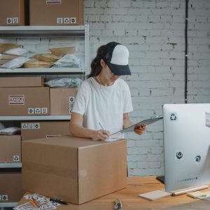 woman in warehouse with boxes