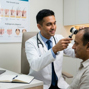 doctor taking a temperature on forehead
