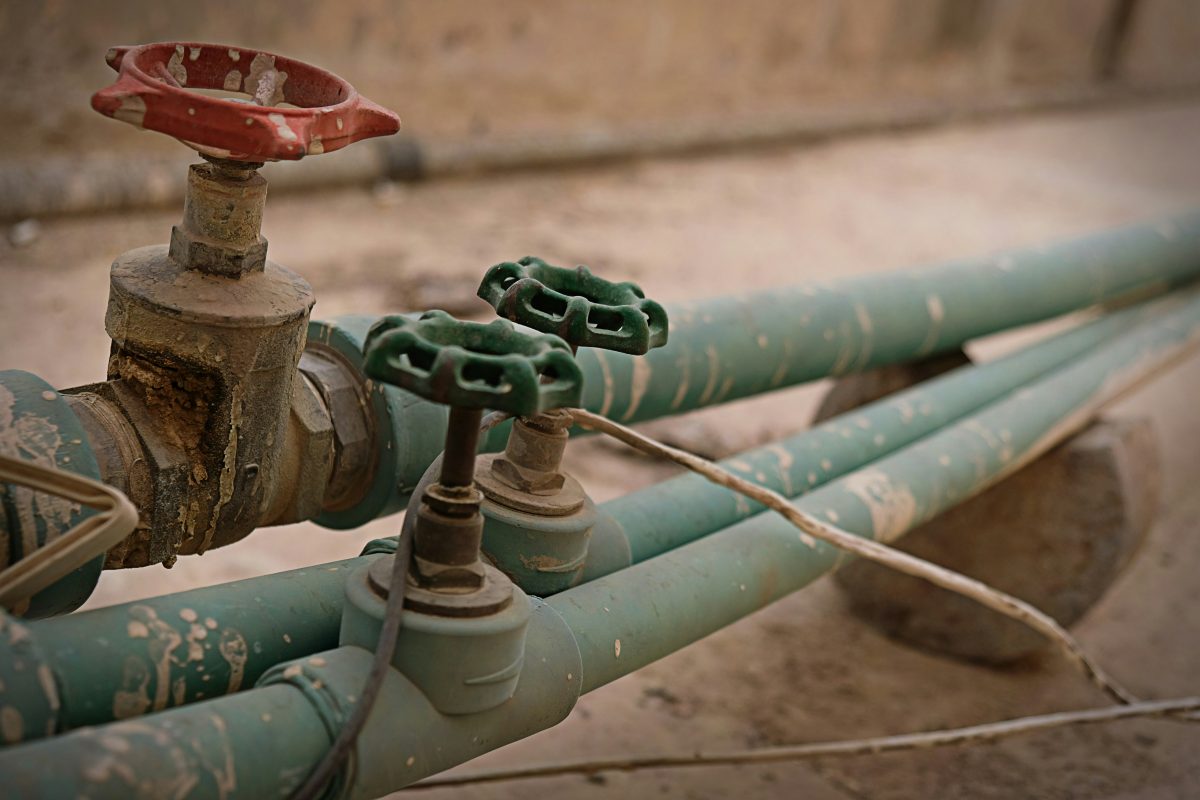 close up of turn off valves of pipes