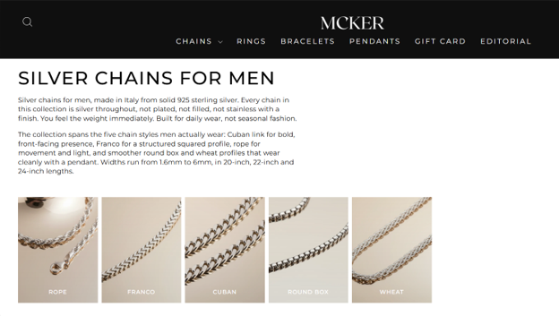 screenshot of mcker website