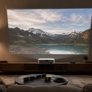 image projected onto the wall in the living room
