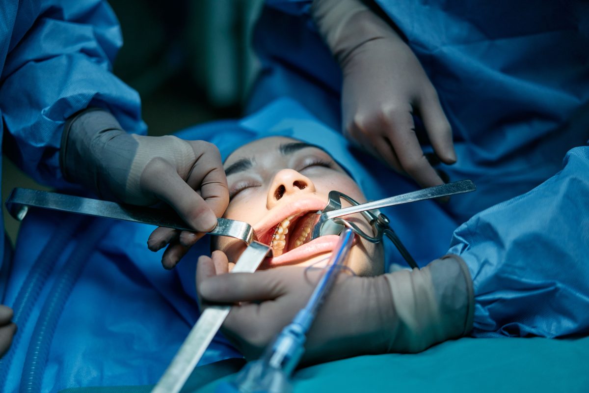 woman patient getting dental work done