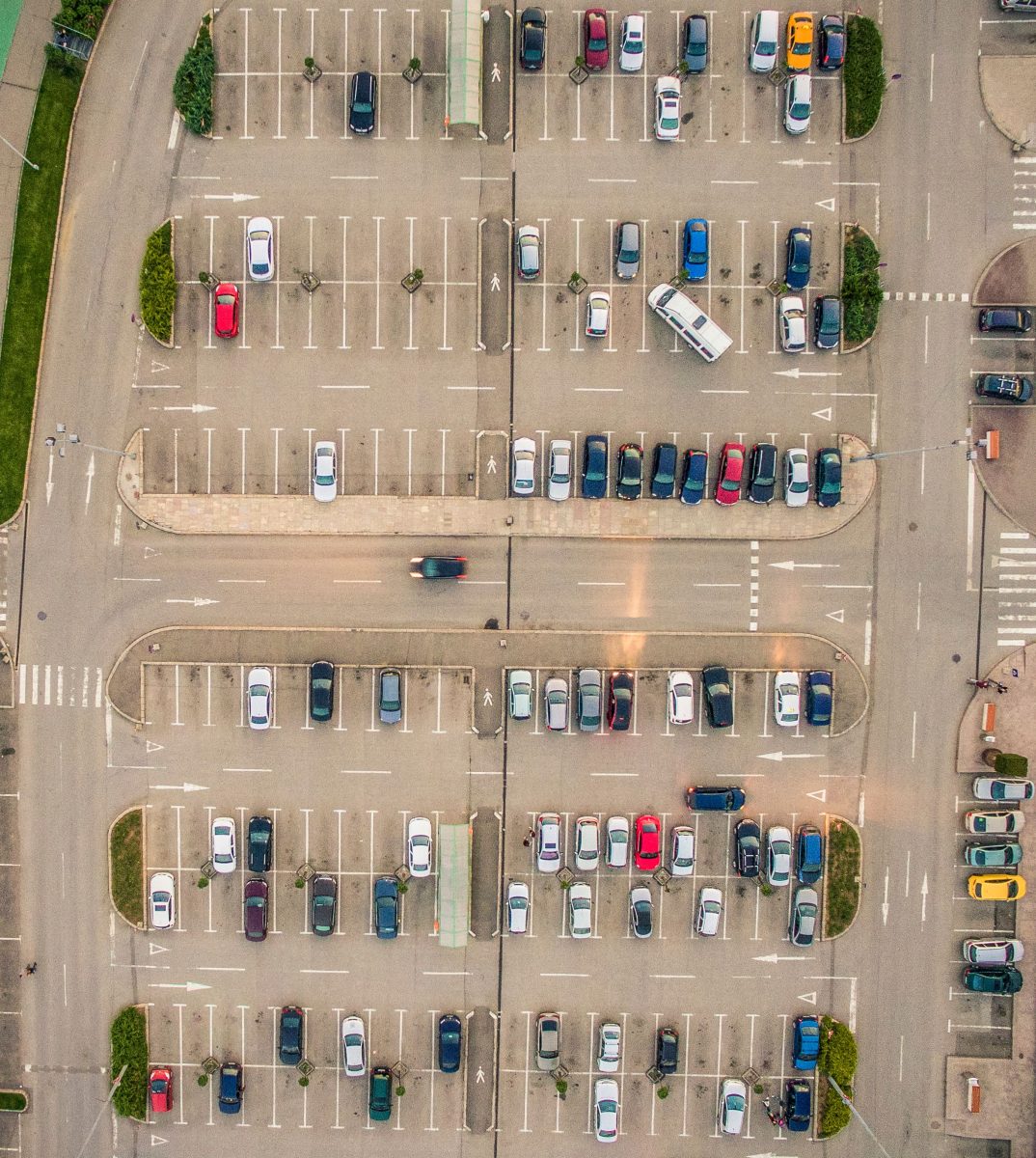 aerial view of parking lot