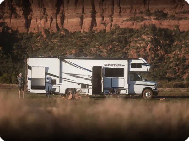 rv camper in mountains