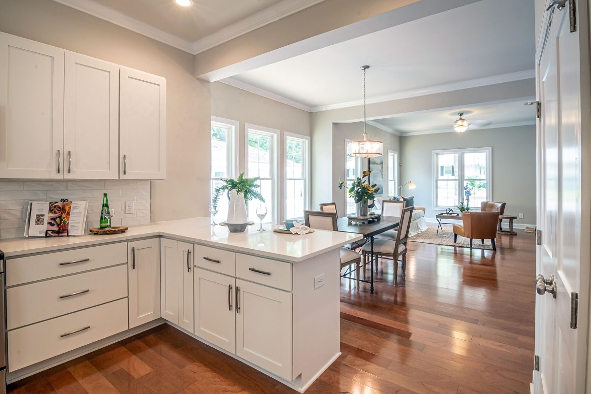 white wooden kitchen cabinets