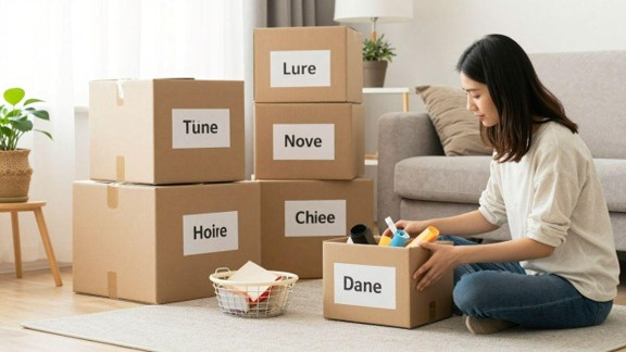 woman on floor with moving boxes
