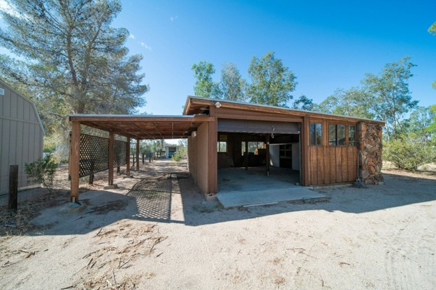 carport of a wood home