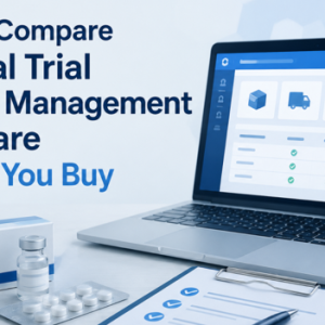 clinical trial graphic with laptop