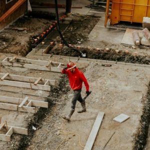 construction worker walking on site