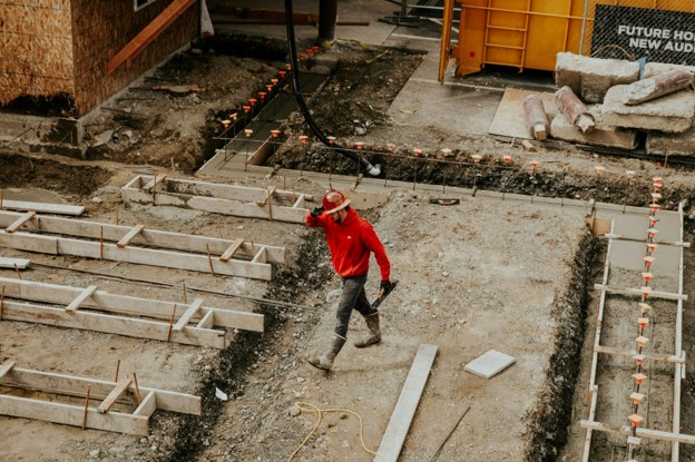 construction worker walking on site