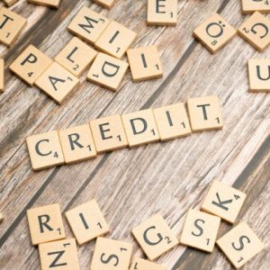 credit spelled with scramble block letters