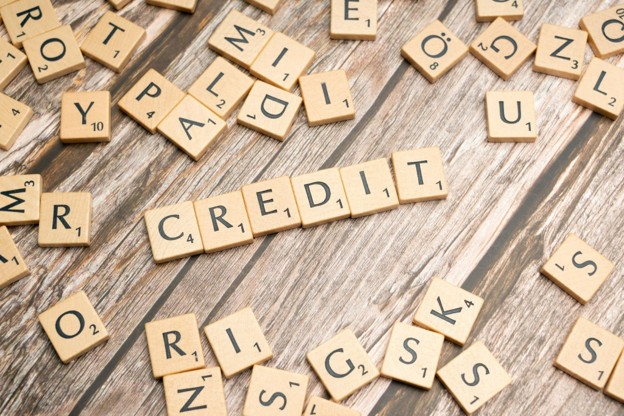 credit spelled with scramble block letters