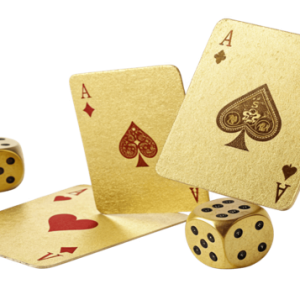 gold dice and ace cards
