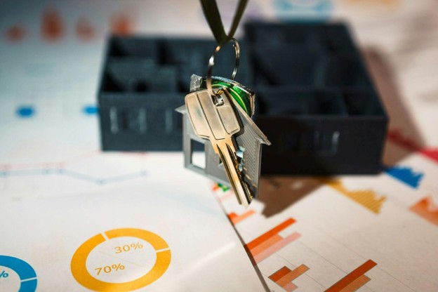 keys on keychair with a home keychain