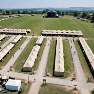 outdoor event tents on green grassy area