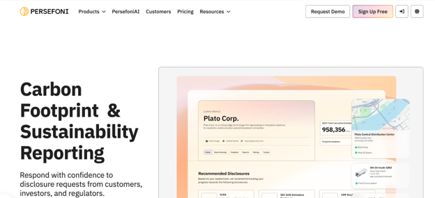 persefoni website screenshot