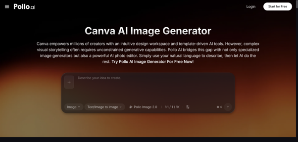 pollo ai website screenshot canva ai image generator