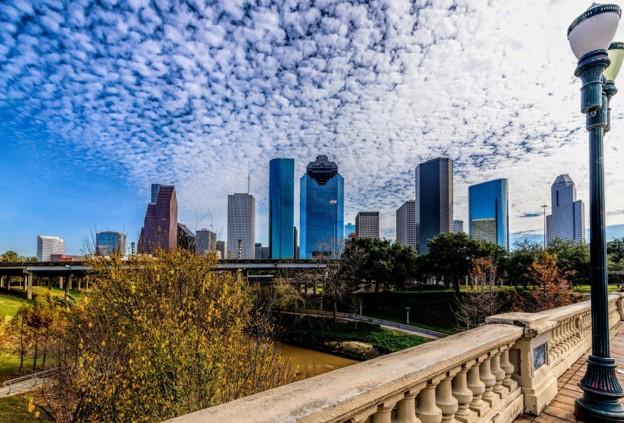 southeast texas skyline at bridge