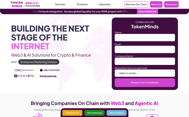 token minds website screenshot