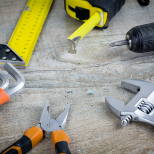 tools laying on a board