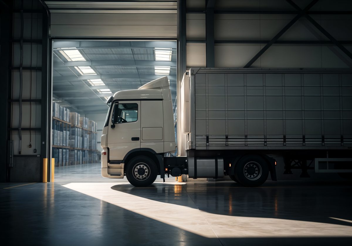 Truck inside warehouse