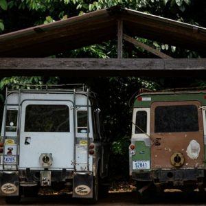 vans under a carport