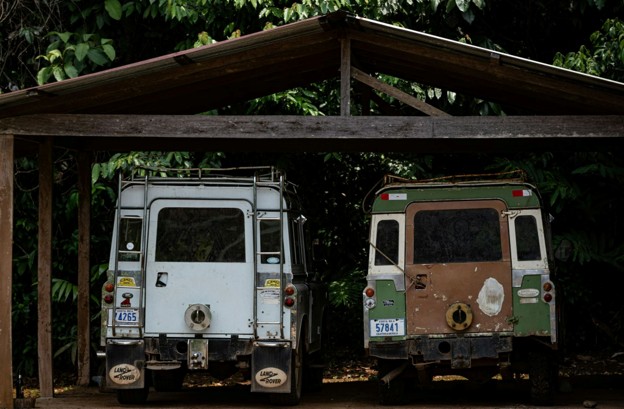 vans under a carport