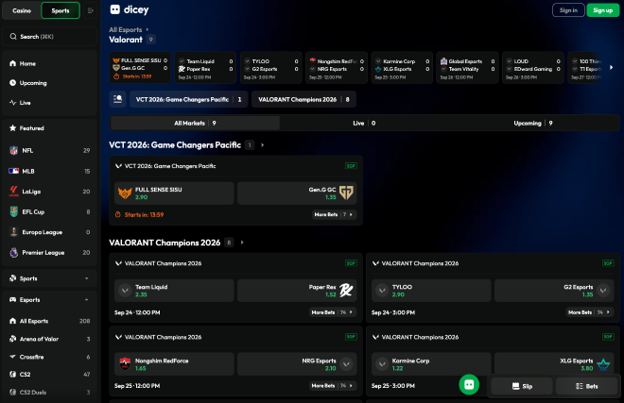 dicey website screenshot 
