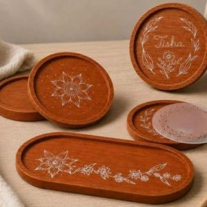 engraved wooden plates