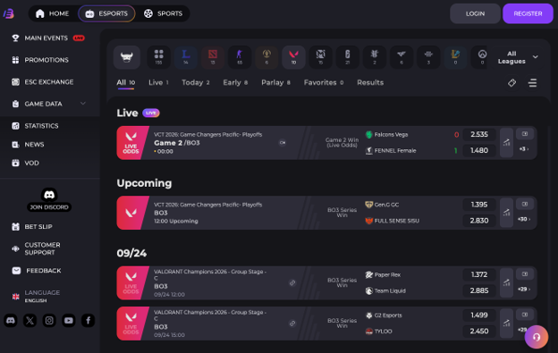 esportsbet.io website screenshot