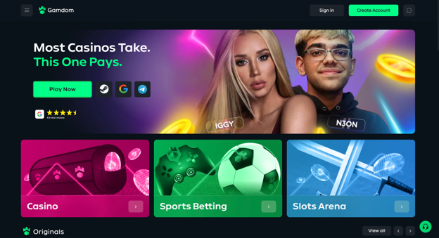 gamdom website screenshot