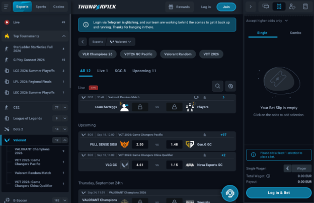 thunderpick website screenshot