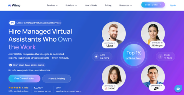 wing assistant website screenshot