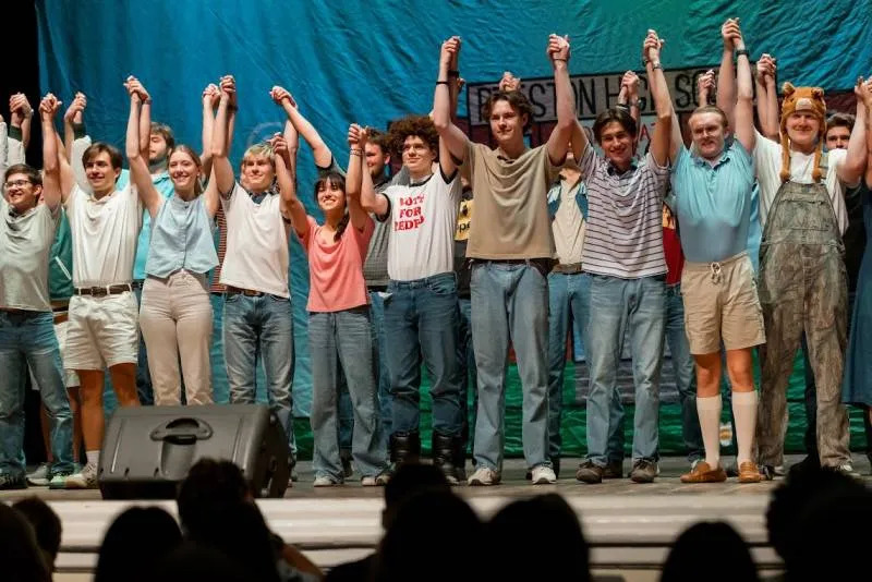 Members of Shawreth men's club receive applause following their award-winning performance based upon the movie 'Napoleon Dynamite' during the 2025 Follies at MC.