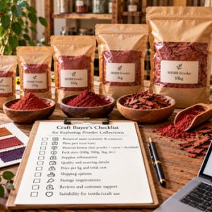 checklist laying on a table with lots of ingredients and red powder