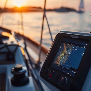 sailboat with advanced gps navigation system traversing open ocean
