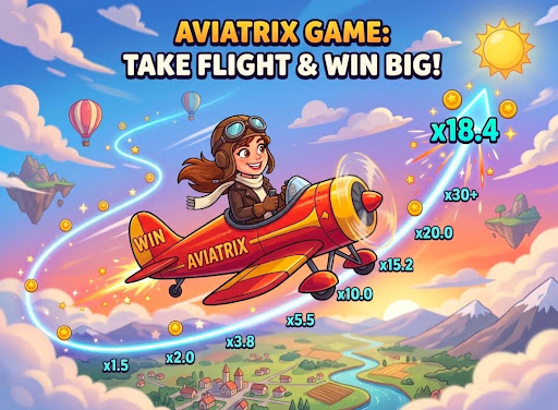 A fictional art of Aviatrix plane fly high with increasing multipliers