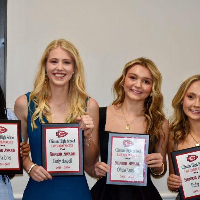 Senior Lady Arrow soccer players recognized at the awards banquet included (l to r) Kalya Jones, Carly Howell, Olivia Lamier and Ruby Acy.